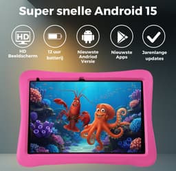 WiseQ Kids Tablet 10 inch Kindertablet – Tablet voor Kinderen – Tablet Kids – 6000 mAh - 160GB – Ouderlijk Toezicht – Android 15 – Roze – 2026 Model — thumbnail 4