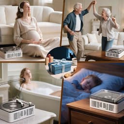 Retro CD Speler - Bluetooth Speaker - Meerdere afspeelmodi - Met Draadloze Verbinding & Afstandsbediening - Wit - AUX & FM Radio - Voor Huis & Slaapkamer — thumbnail 5