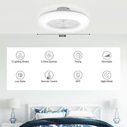 Plafondventilator met Led Verlichting, 6 Snelheden, Dimbare Functie en Afstandsbediening – Perfect voor Elk Seizoen — thumbnail 2