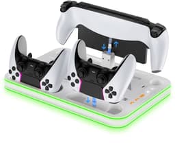PlayCool all-in-one Multifunctionele RGB Oplaadstation- en Displaystandaard Geschikt voor PlayStation 5/ PS5 Slim/ PS5 Pro (Disc & Digital) & PlayStation Portal (incl. Screen Protector) - DualSense (Edge) controller — thumbnail 3