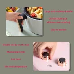 Airfryer Olievrij - Hetelucht Friteuse - Gezond Bakken - 360° Circulatie Verwarming - 37 Liter Capaciteit - Roze — thumbnail 5