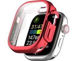By Qubix - Apple Watch Ultra TPU case - Volledig beschermd - Rood - Geschikt voor Apple Watch 49mm (Ultra) hoesje - screenprotector - Bescherming iWatch - Bescherm hoesje