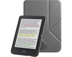 Hoes Geschikt voor Kobo Clara Colour Hoesje Bookcase Cover Book Case Hoes Sleepcover Trifold - Grijs