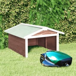 vidaXL - Overkapping - voor - grasmaaier - 72x87x50 - cm - vurenhout - mokka - en - wit — thumbnail 2