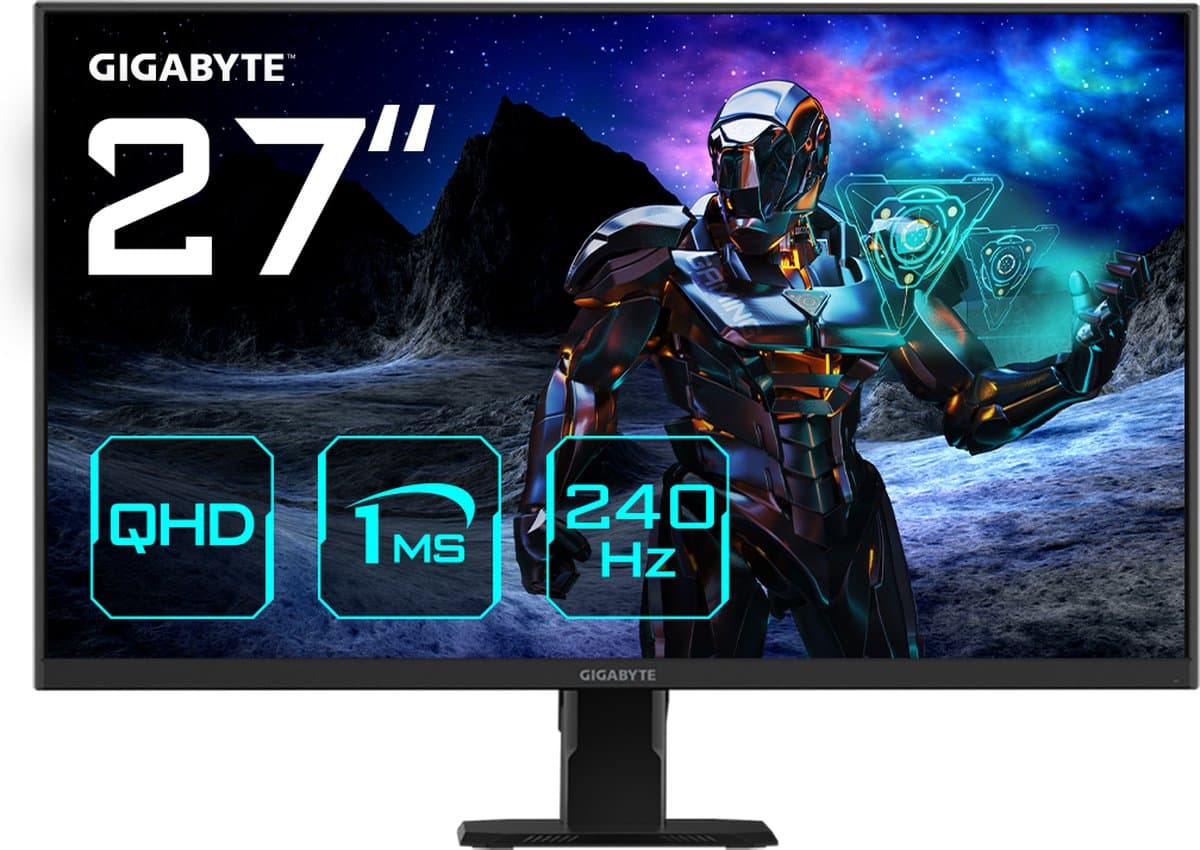Gigabyte GS27Q X - LED-Monitor 27" - 2560 x 1440 pixels - 1 MS - 240 Hz (250 OC) - Quad HD - 1x DisplayPort, 2x HDMI - FreeSync Premium - Zwart — afbeelding 1