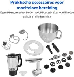3-in-1 Universele Keukenmachine - Digitaal Touchscreen - 1200 Watt - 8 Snelheden - Mengen, Kneden, Roeren, Hakken - Inclusief IJskom, Hakmolen en Staafmixer - Zwart — thumbnail 2
