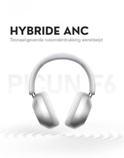 DrPhone Picun F6 Draadloze Over-Ear Bluetooth 5.3 Hoofdtelefoon – App Ondersteuning - Hybride ANC & ENC – Zelfadaptieve Ruisonderdrukking - Transparantie Modus- Ruimtelijke Audio & Hoofdbewegingsvolging - Wit — thumbnail 10