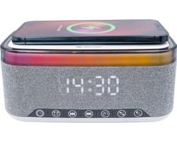 Denver Wekker met Draadloze Oplader - White Noise Machine - Digitale Wekker - Bluetooth - FM Radio - Dubbel Alarm - Dimmer - CRQ225