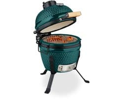 Kamado barbecue - Ø 26 cm - keramisch - met thermometer - deksel - groen