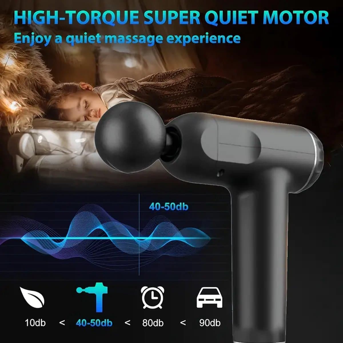 Fascia-massagepistool met 8 verwisselbare massagekoppen - USB-oplaadbaar, ergonomisch ontwerp, geschikt voor volledige lichaams-, spier- en triggerpointmassage, diepe weefseldrukmassage — afbeelding 1
