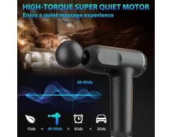 Fascia-massagepistool met 8 verwisselbare massagekoppen - USB-oplaadbaar, ergonomisch ontwerp, geschikt voor volledige lichaams-, spier- en triggerpointmassage, diepe weefseldrukmassage