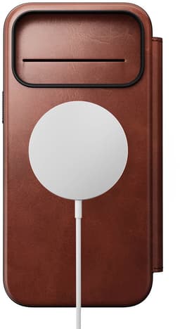 Nomad Horween Lederen Folio iPhone 17 Pro Max – Gerecyclede Aluminium Knoppen – Camera Bedieningsknop – Horween Leer van Topkwaliteit - Bruin — thumbnail 3
