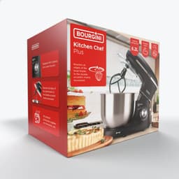 Bourgini Kitchen Chef Plus - XL Keukenmachine - 6.2L mengkom - Keukenrobot - 3 Accessoires - Keukenmixer - 1.2kg pizza/brooddeeg kneden — thumbnail 4