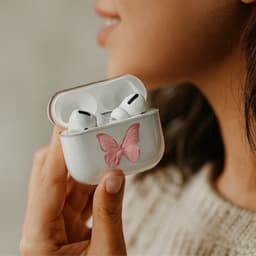 Shieldcase Butterfly Kisses Case - beschermhoes geschikt voor Airpods Pro / 2 Pro case - hoesje met vlinder print - transparant/roze — thumbnail 4