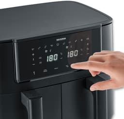 Severin FR 2463 Black Line Dual - Dubbele airfryer - Hetelucht friteuse - Touchscreen - 2x 4 liter - 11 Automatische programma's - Sync cook & finish – Zwart — thumbnail 11