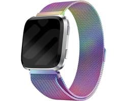 Milanees Smartwatch bandje - Geschikt voor Fitbit Versa / Versa 2 Milanese band - rainbow - Strap-it Horlogeband / Polsband / Armband - Maat: Maat L