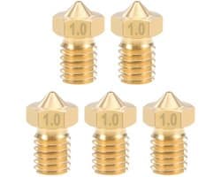 3D printer reserveonderdelen - 3D Printer Nozzles - 5-delige Messing Nozzles 1,0mm, Geschikt voor 1,75mm Filament en E3D V5-V6