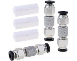 3D printer reserveonderdelen - 3D Printer Nozzles - 3-delige RVS PTFE Tube Connector, Geschikt voor diverse 3D Printers, 4mm Filament Leiding Adapter