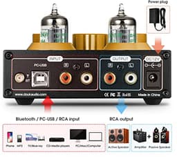 Bluetooth 5.0 Hi-Fi Versterker met GE5654 Buizen - Draadloze USB DAC voor Hoofdtelefoons — thumbnail 5