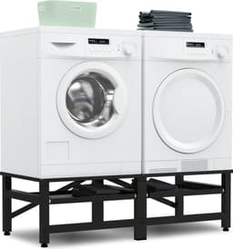 Bodo® - Wasmachine Verhoger - Dubbel - Kast - Ombouw uitschuifbare Plank - Zwart - 124x54x37cm — thumbnail 1