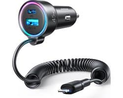 Joyroom - Autolader met Lightning Kabel Geschikt voor iPhone - 50W - Zwart