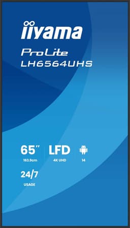 iiyama LH6564UHS-B1AG beeldkrant, digitale signage flatscreen, 165,1 cm (65"), WiFi, 500 cd/m², 4K Ultra HD, Zwart, Android, 24/7 — thumbnail 5