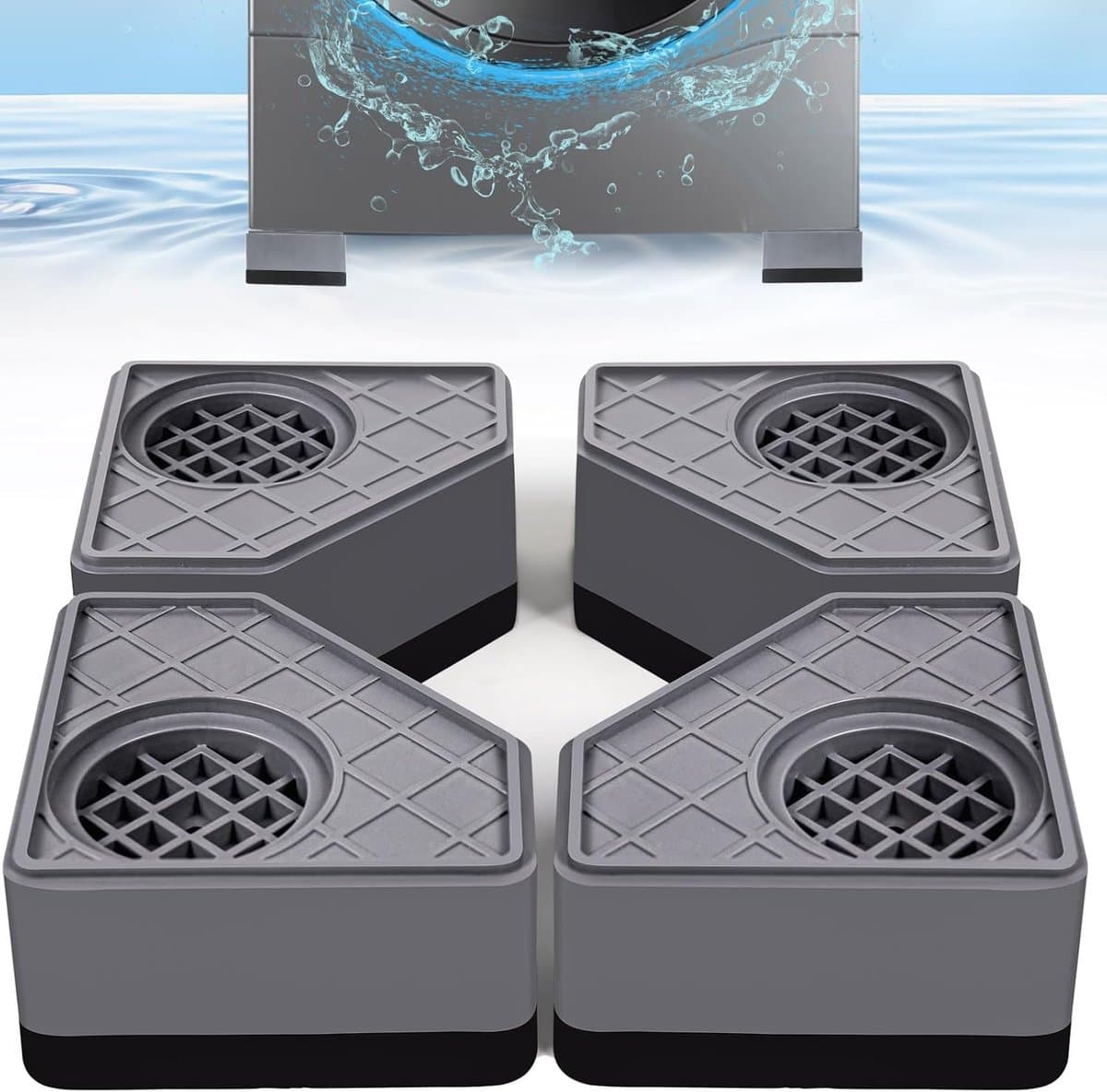 4-delige anti-vibratie pads voor wasmachines om te voorkomen dat de wasmachine en droger bewegen, om geluids- en trillingsoverdracht te voorkomen, anti-vibratie stabilisator steunvoeten (toename van 1,8 inch) — afbeelding 1