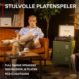 Retro platenspeler met platenkoffer - Audizio RP116BK - Platenspeler Bluetooth - Met speakers - Zwart — thumbnail 3