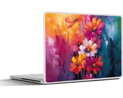 Laptop sticker - 15.6 inch - Felle bloemen - Dynamisch - Levendig - 36x27,5cm - Laptopstickers - Laptop skin - Cover