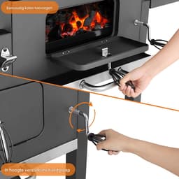 Barbecuewagen Tavien - Houtskoolbarbecue - BBQ - Smoker XXL - Houtskoolgrill - Met Wielen, Roestvrijstalen Handgreep - Perfect voor Buitenterras, Tuin en Achtertuin — thumbnail 4