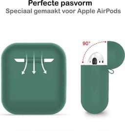 Hoesje - Geschikt voor Apple Airpods 2 - Siliconen Hoes met Clip - Silicone Case Cover - Midnight Green — thumbnail 4