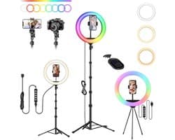 Ibenzoa® Verstelbare LED Ringlamp met Statief voor Professionele Foto- en Videografie