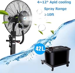 Professionele Staande Verrijdbare Verdamper Ventilator Buiten met Grote Waterreservoir — thumbnail 4