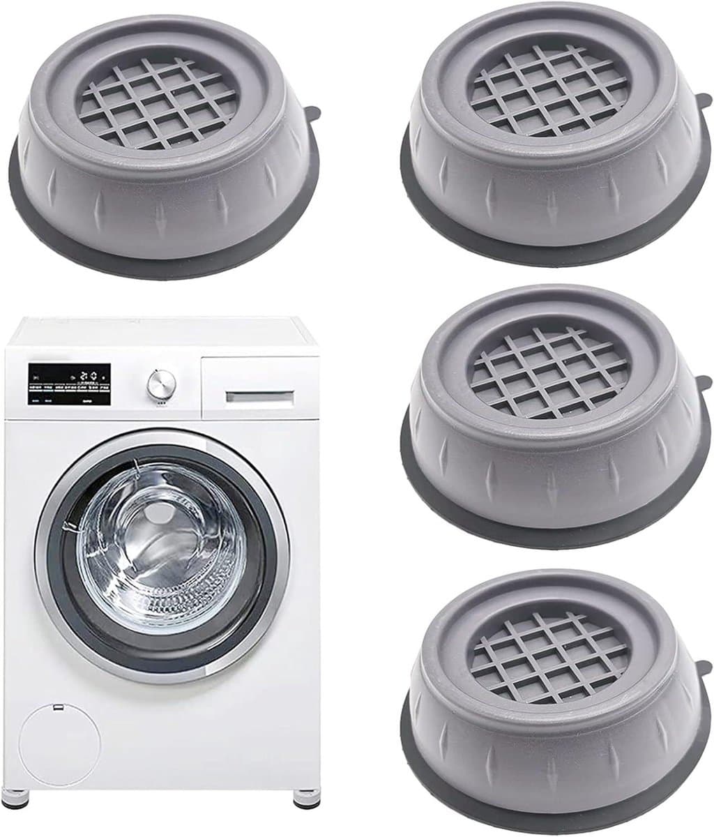 Wasmachine Voetkussens - Trillingsdempers - Anti-vibratie - Verstelbaar - Rubberen Voetkussen - Anti-loop - Voor Wasmachine en Droger - Geschikt voor Alle Modellen - Zwart - Set van 4 stuks — afbeelding 1