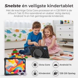 ATouch Kindertablet Tab 10 Pro - Vanaf 3 jaar - Kinder Tablet - 10 Inch - Ouderlijk Toezicht - Tablet Kinderen - 6000 mAh Batterij - Kids Tablet - 128GB+64SD - Octa Core - Zwart — thumbnail 4