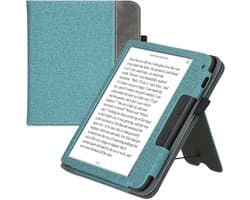 Universele E-reader Hoes met Kickstand voor Tolino Vision 6 - Kunstleer - Petrol/Donkergrijs