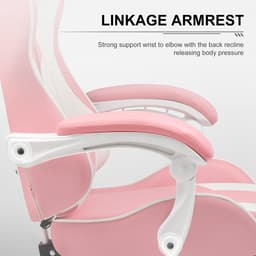 GTPLAYER Gamingstoel Ergonomische met Volledige Ondersteuning voor Hoofd, Lenden en Voeten, PU-Roze — thumbnail 3