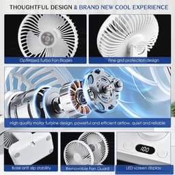 Draagbare Mini Tafelventilator met 4 Snelheden en Oscillatie voor Thuis en Kantoor — thumbnail 3