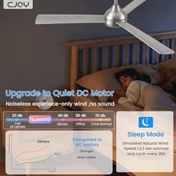 Stille Plafondventilator 132 cm met Verlichting en Afstandsbediening, 6 Snelheden, Dimbaar, Timer voor Slaapkamer en Woonkamer — thumbnail 4