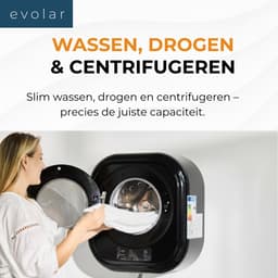 Evolar Mini Wasmachine met Droger - Zwart — thumbnail 4