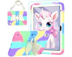 Schokbestendige iPad 10e Generatie Hoes 2022 met Screenprotector, Eenhoorn Standaard en Schouderriem