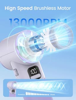 Draagbare Turbo Fanfan met 5 Snelheden - Oplaadbare Mini Ventilator voor Binnen en Buiten - Ideaal voor Reizen en Kamperen - Lila — thumbnail 5