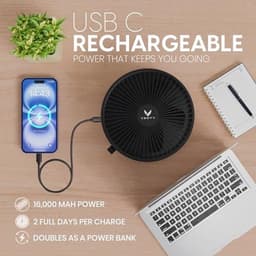 Draagbare oplaadbare ventilator met afstandsbediening en ledverlichting - Ideaal voor reizen en buitenactiviteiten — thumbnail 4