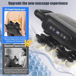 Professioneel massagepistool met 34 koppen, 2000 mAh accu, 9 massagemodi en 20 snelheden voor diepe ontspanning — thumbnail 5