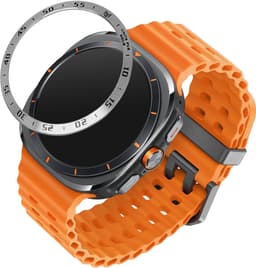 kwmobile Beschermende Ring geschikt voor Samsung Galaxy Watch Ultra 47mm Fitness Tracker - Bezel Ring voor smartwatch - Beschermring voor smartwatch in zilver / zwart. — thumbnail 1