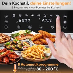 Dubbele Heteluchtfriteuse 9 Liter XXL - Frituren Zonder Vet met Gelijktijdig Gereed Systeem — thumbnail 7