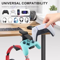 3-in-1 Gaming Hoofdtelefoon en Controller Houder voor Bureau met Verstelbare Klem en Draaibare Arm — thumbnail 3