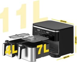Dubbele lucht friteuse met touchscreen - 11 liter capaciteit - Airfryer - twee lades — thumbnail 10