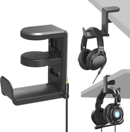 Hoofdtelefoonhouder onder bureau met 360 graden verstelbare arm en ingebouwde kabelorganizator — thumbnail 1