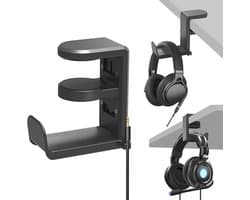 Hoofdtelefoonhouder onder bureau met 360 graden verstelbare arm en ingebouwde kabelorganizator